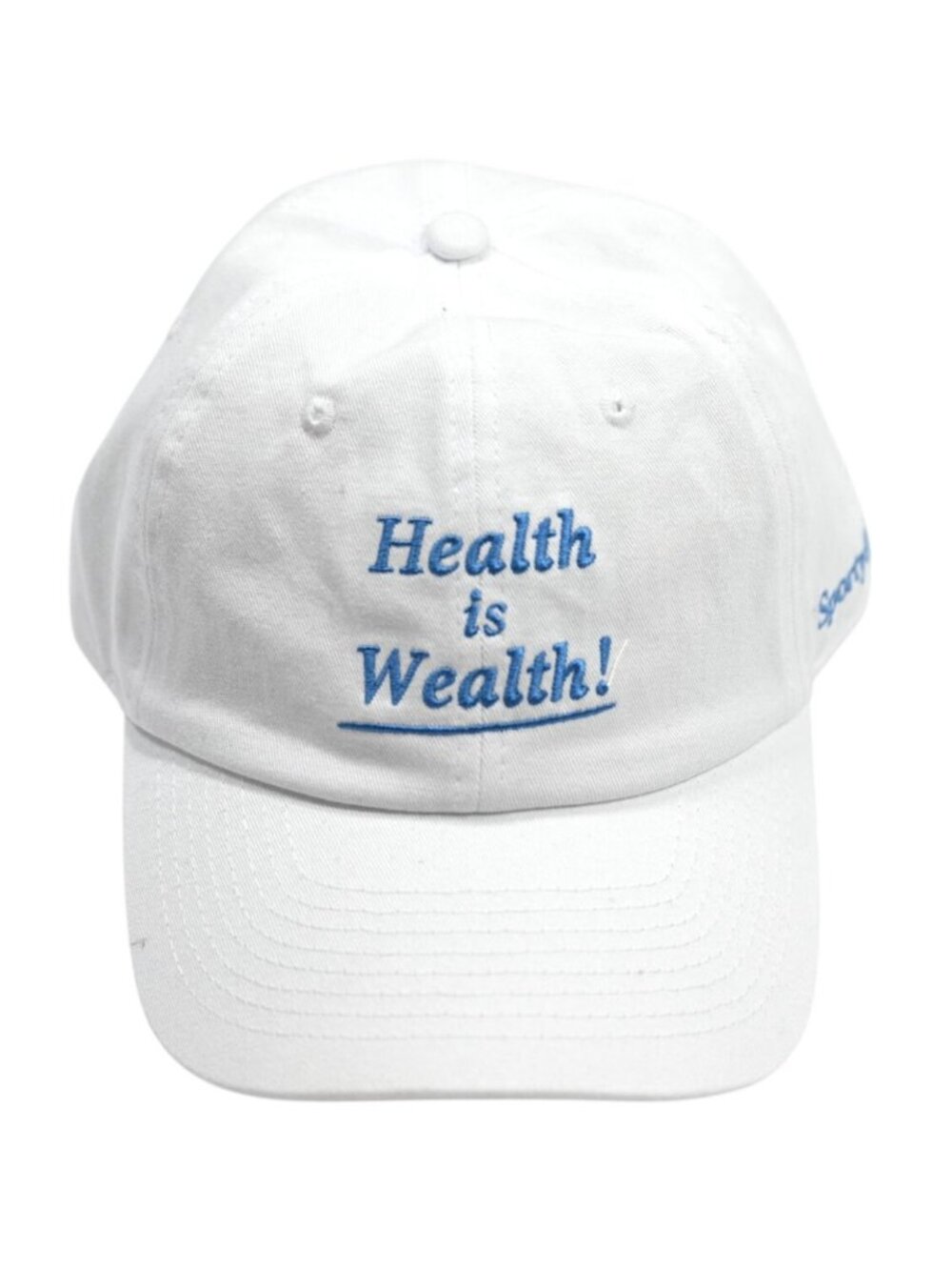 Sporty & Rich Health is Wealth Embroidered Baseball Cap Hat in White